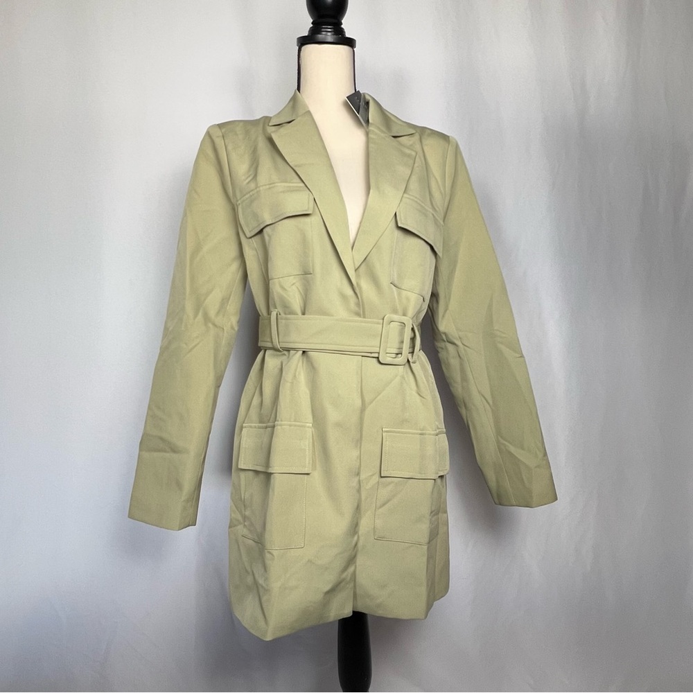 Lioness Steinway Women's Green Belted Blazer Jacket Trench Size M NWT